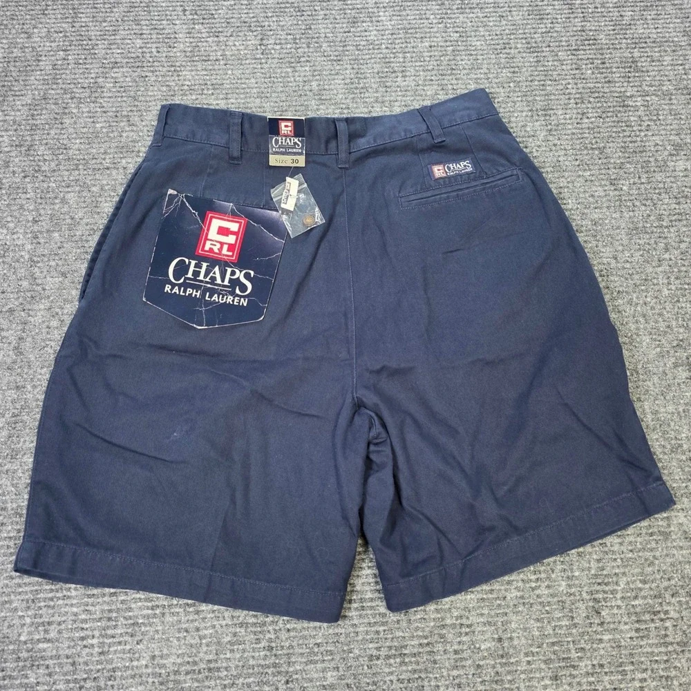 Chaps Ralph Lauren Pleated Chino Shorts Men's Size 30 Navy Blue NWT Vintage